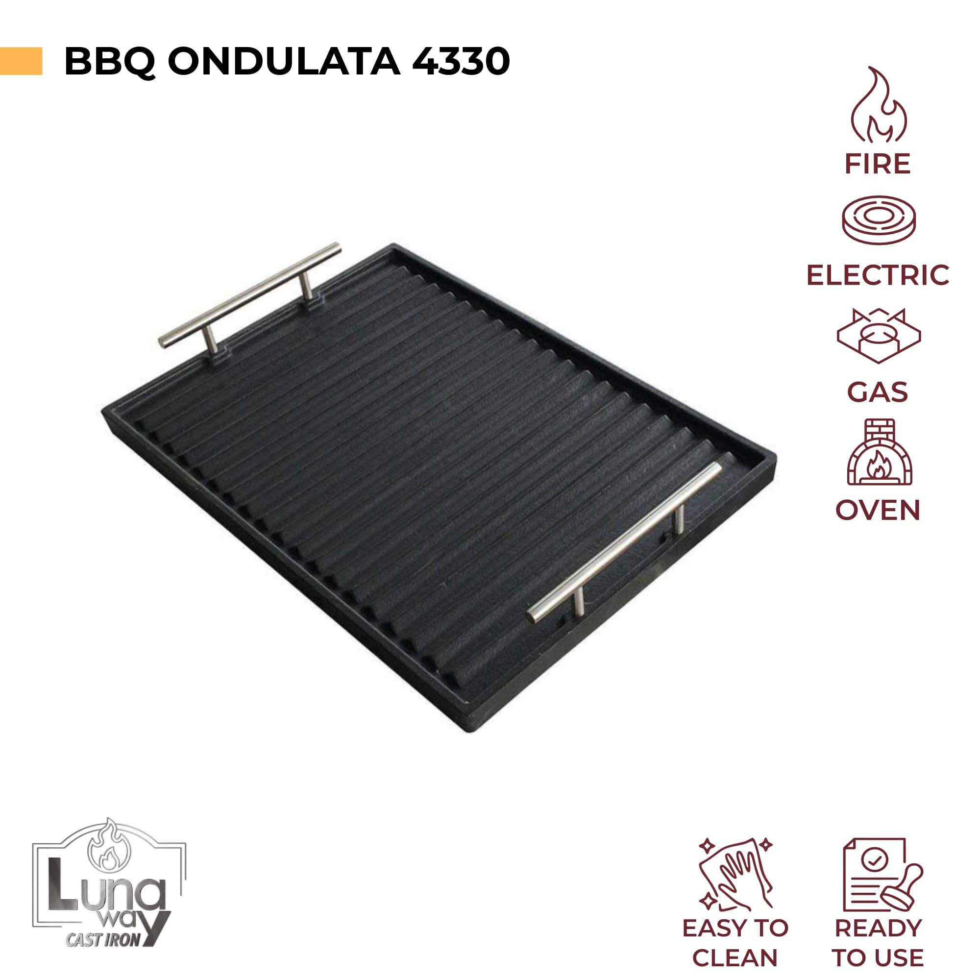 42 x 30 cm -Bistecchiera in Ghisa Doppia Smaltatura per BBQ e Camini | Uso su Fuoco Aperto e Cucine, Facile Pulizia, Resistente all'esterno, Cottura Sanae senza grassi, Griglia smaltata di qualità