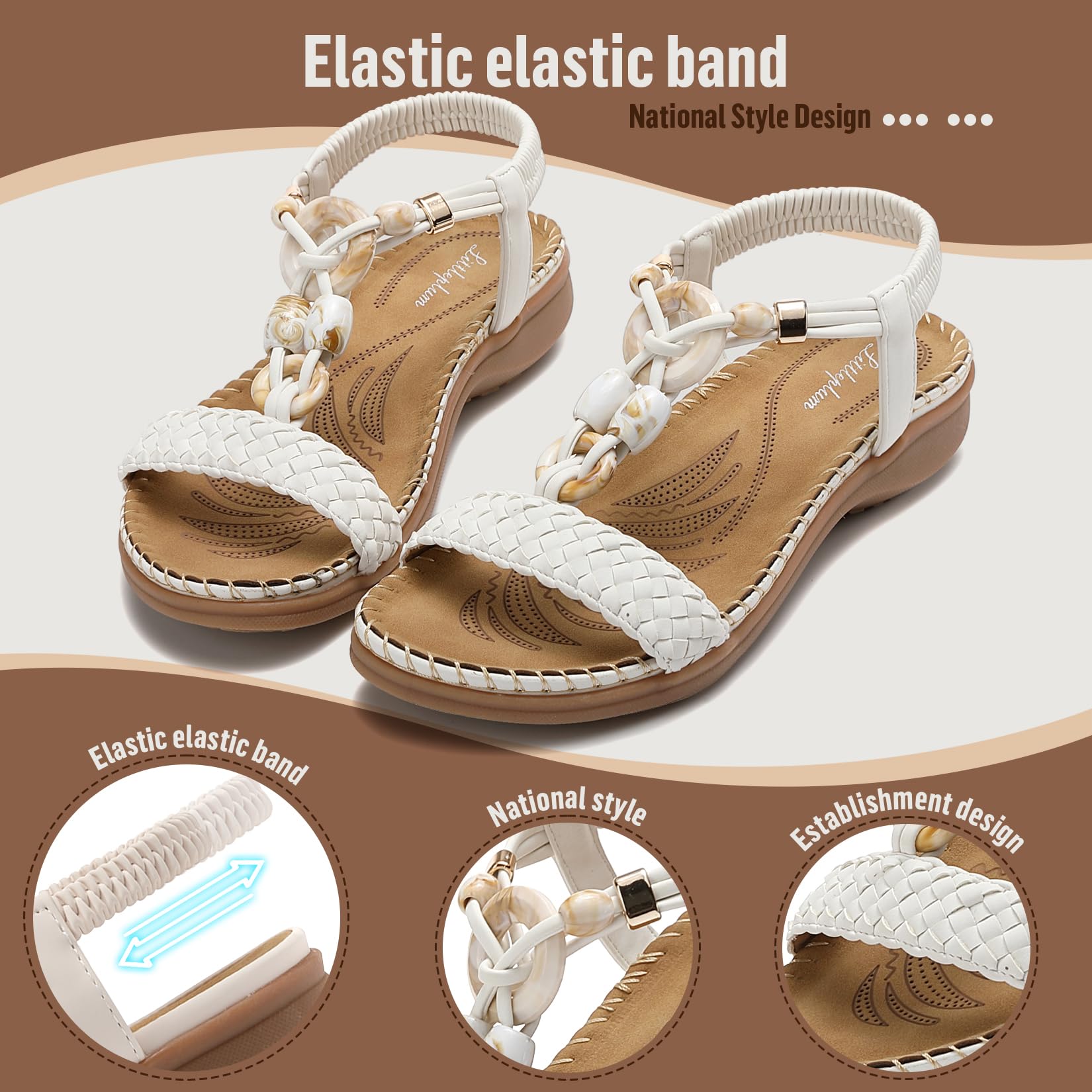 Littleplum Damen Sandalen Frauen Sommersandalen Flache Bequem Sandaletten