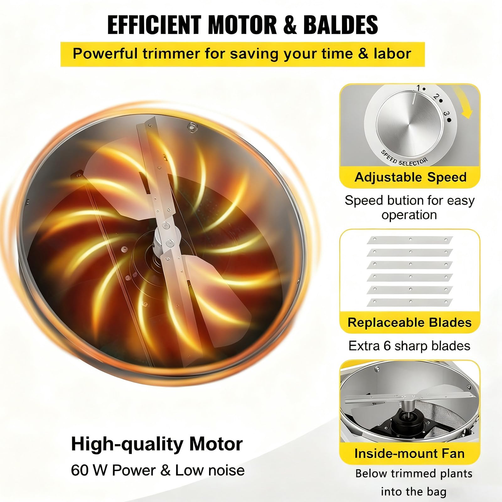Recortadora automática de cogollos y Hojas, Recortadora rotativa eléctrica, con Protector de Seguridad y Mango, para Cortar Hojas secas y mojadas.