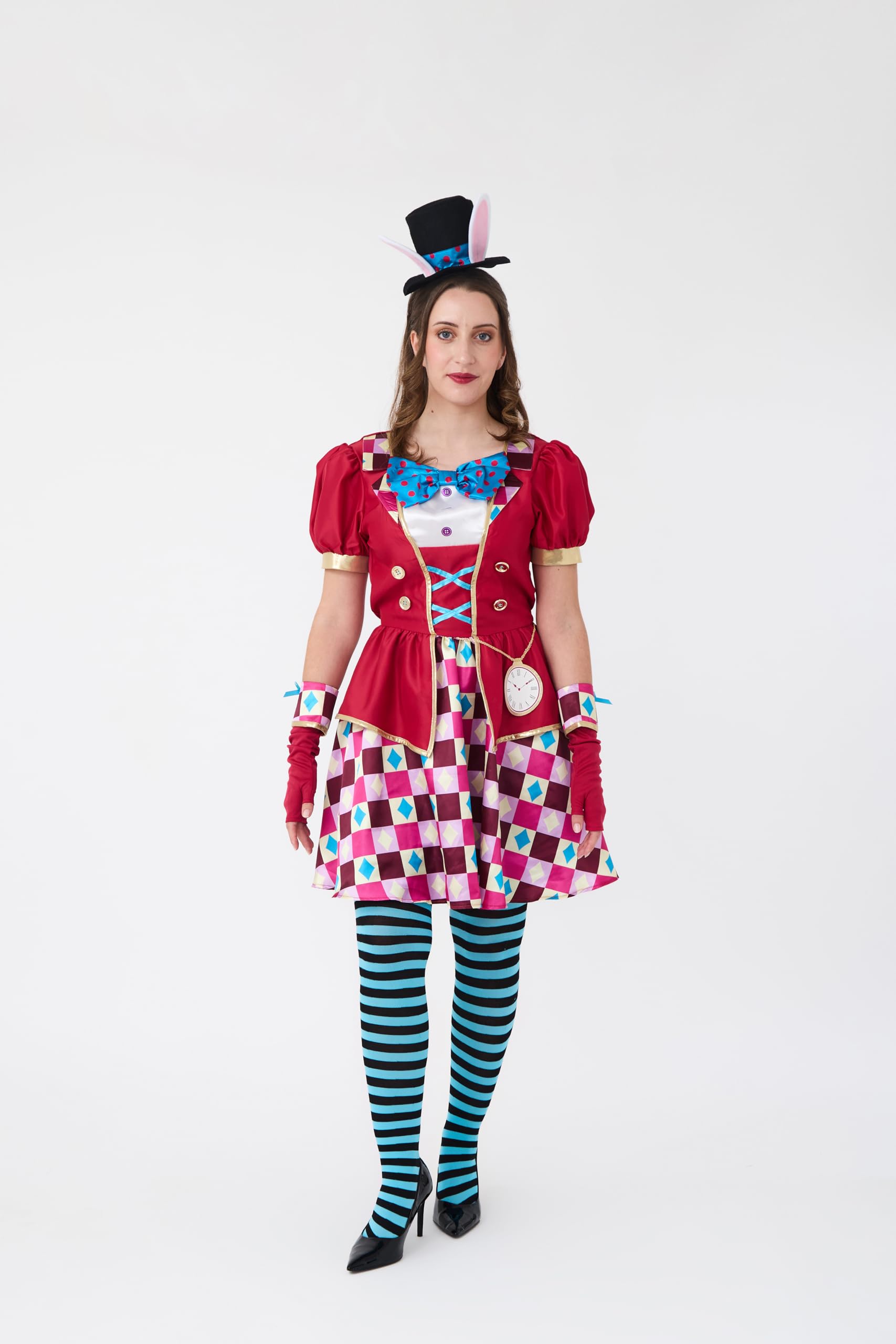 Blues Group Women's Tea Hatter Wonderland Costume, Adult Fancy Dress, Book Day, Carnival and Halloween Outfit (14-16)