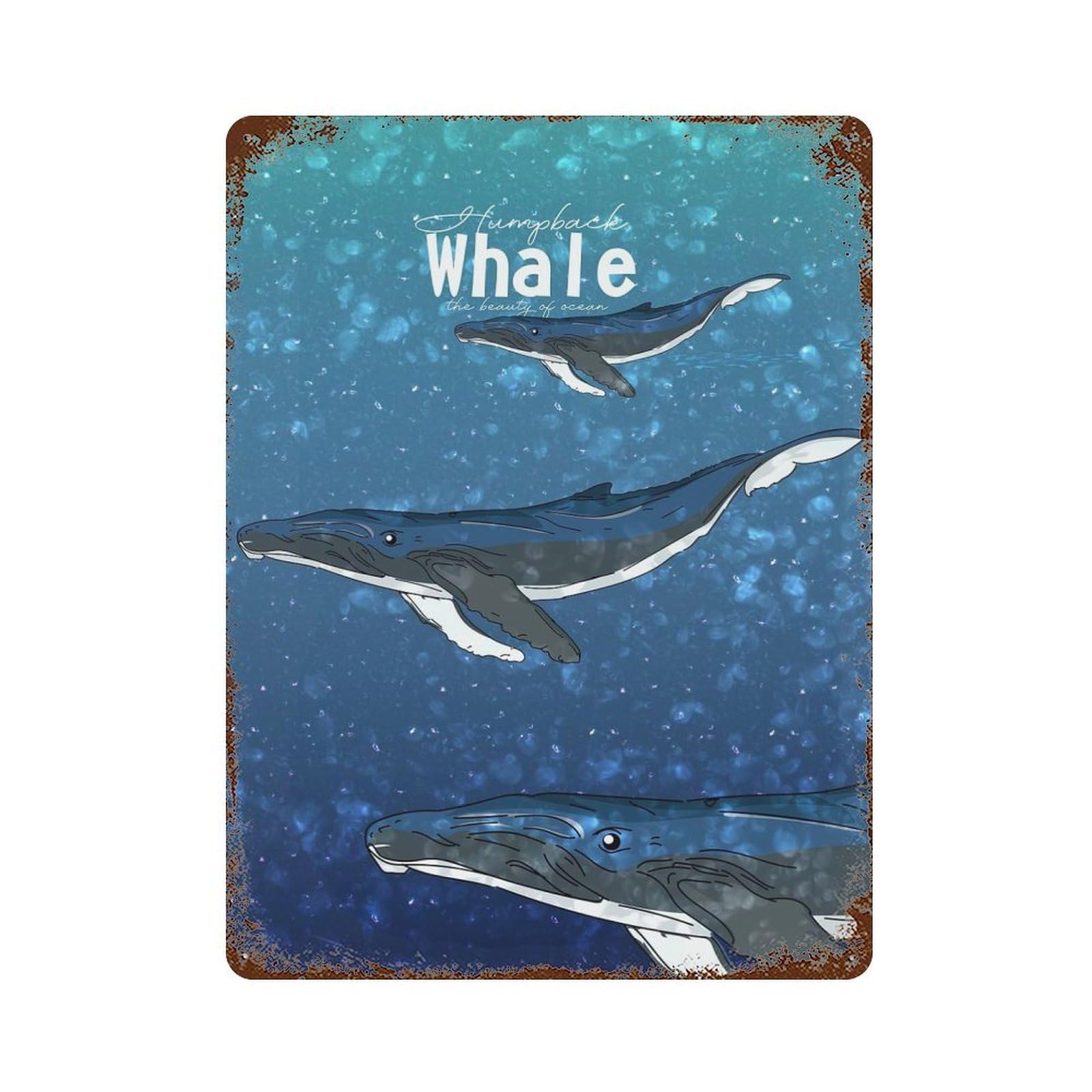 Rust Effect The Humpback Whales Vintage Rust Metal Sign 15.7"x11.8", Farmhouse Wall Decor for Basement, Hobby Room And Garage Decor