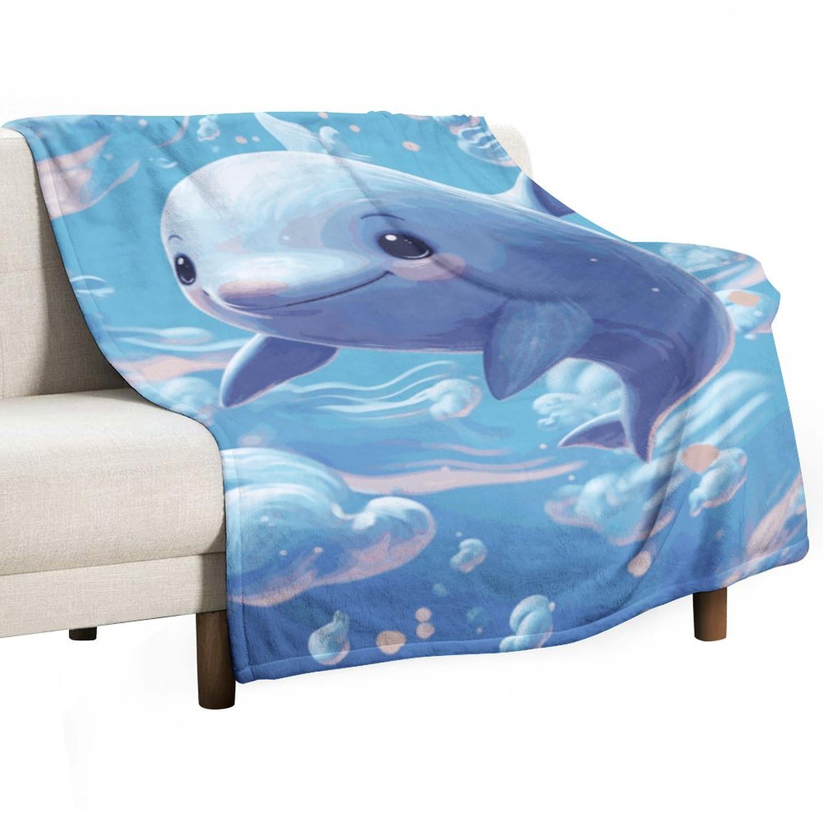 Couverture flanelle poisson mignon plaid chaud doux pour lit et canapé quatre saisons