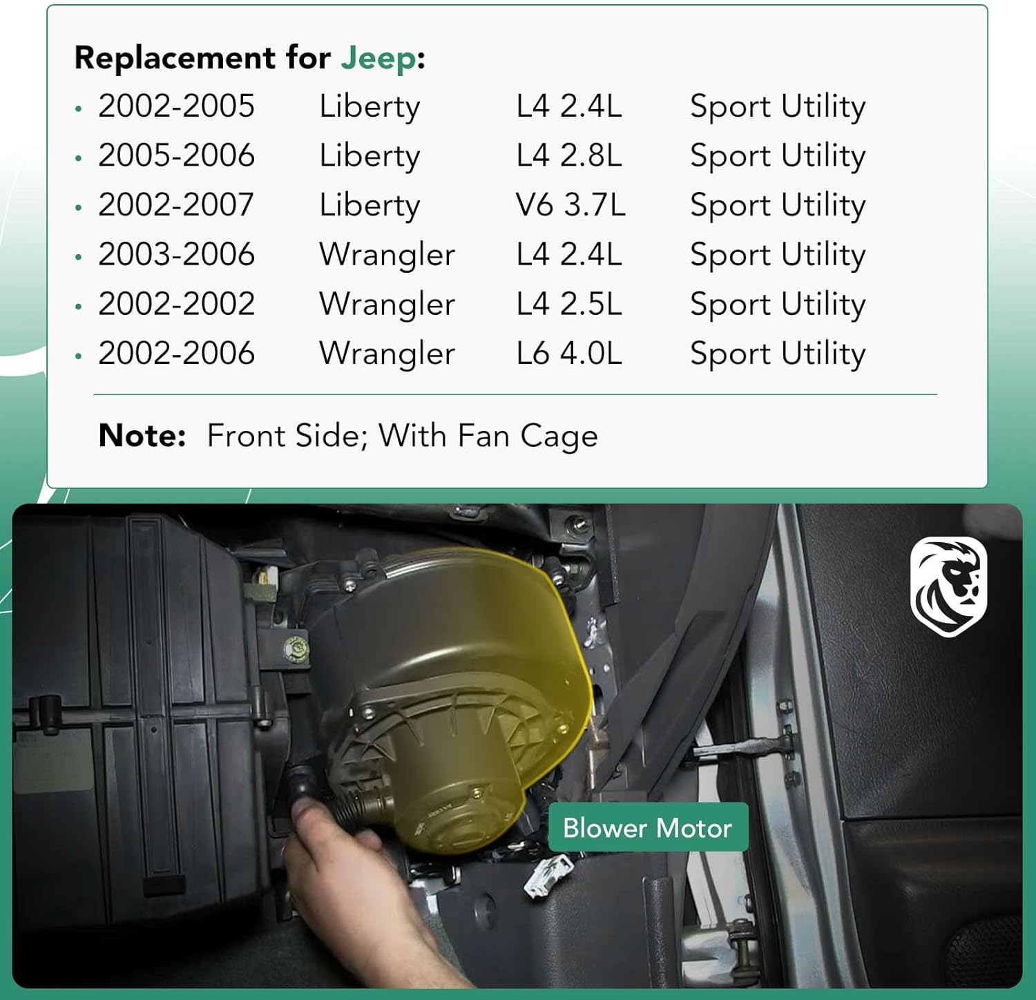 A/C Heater Blower Motor Assembly for Jeep TJ Liberty Wrangler 2002-2006