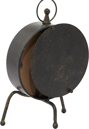 Miniatura 7 de Deco 79 Cronómetro de pie de metal, 7 "x 4" x 11", marrón