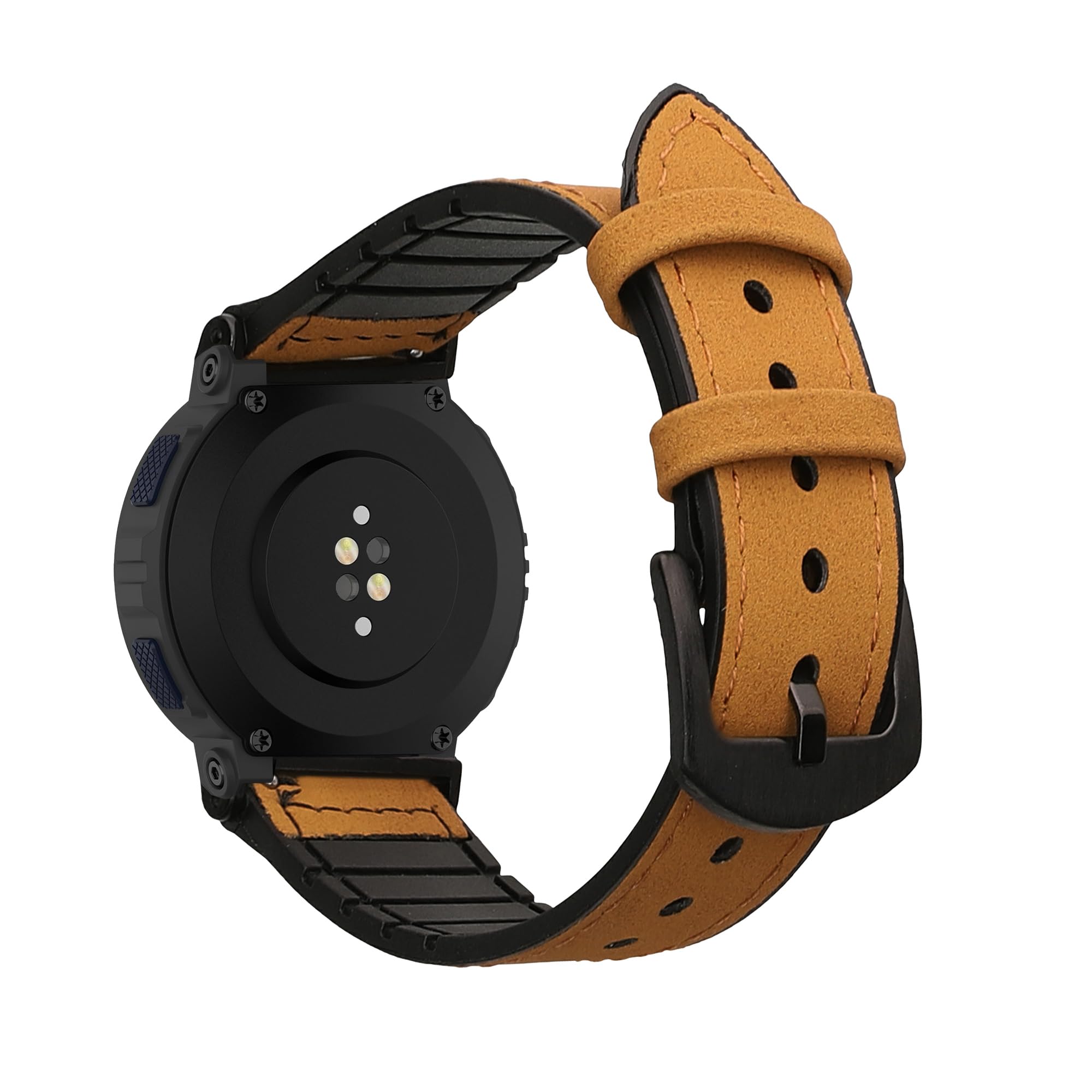 kwmobile Bracelet Compatible with Amazfit Active Edge (A2212) Strap – 1 x Synthetic and Silicone Straps Inside – Adjustable Size – Light Brown