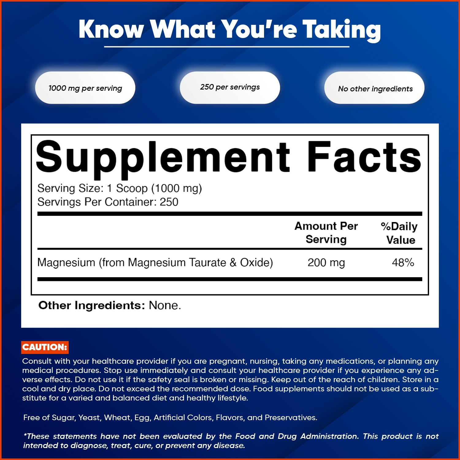 Vitamatic Magnesium Taurate 1000mg per Serving Supports Muscle, Joint, and Heart Health 250 Grams - 250 Servings — Amazon image 2