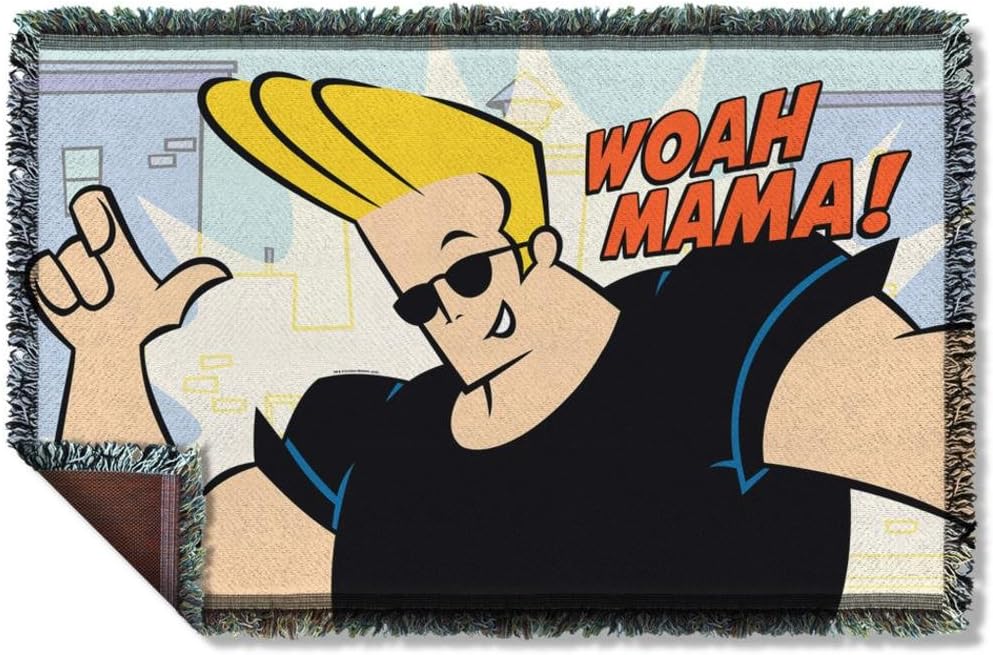 Johnny Bravo Woah Mama Woven Blanket Tapestry (36"x58")