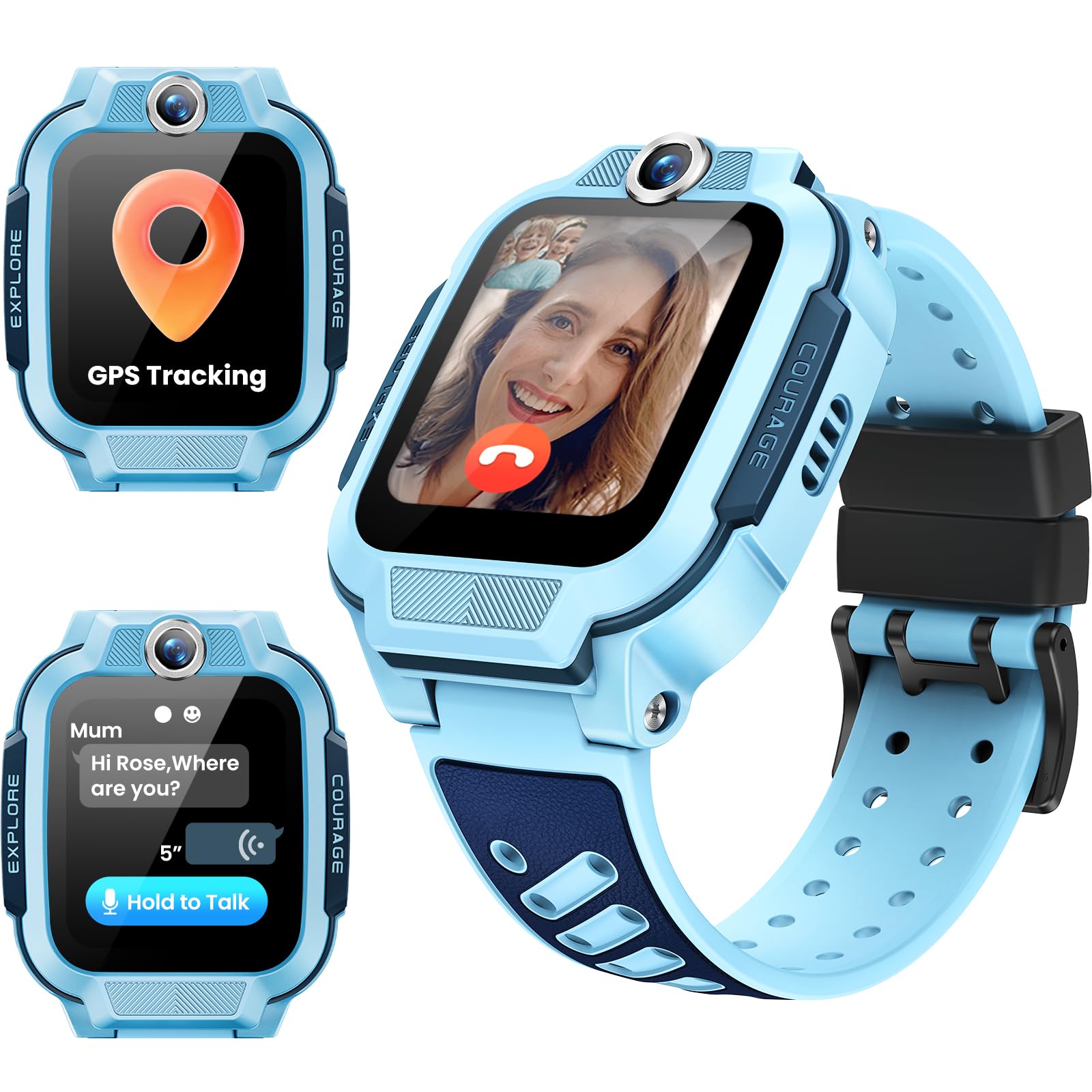 imoo Z3 Smartwatch dla Dzieci, GPS w czasie rzeczywistym, połączenia 4G wideo i głosowe, ekran 1.5″ HD, pamięć 8GB, wodoodporny IP68, tryb szkolny, przycisk SOS, kontrola rodzicielska (Niebieski, Z3)