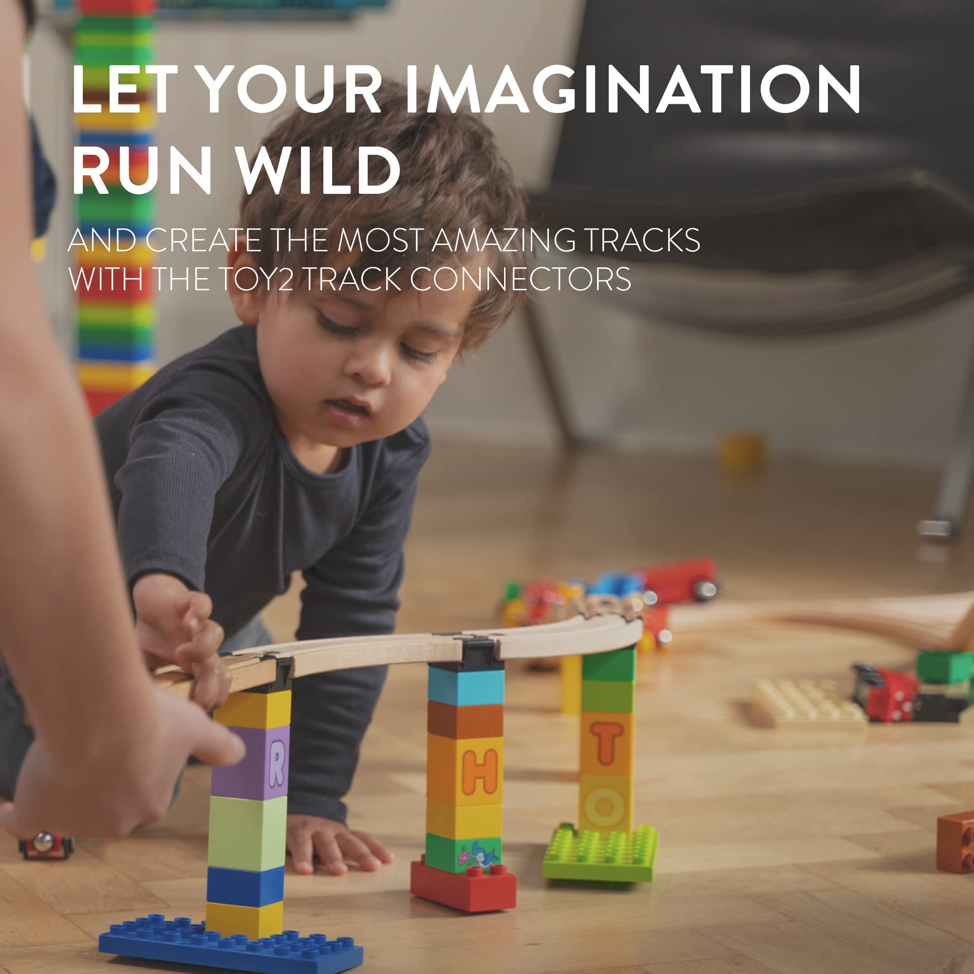 Kit Connecteurs TOY2 – 64 Pièces Pour Rails De Train – Compatibles Brio, Duplo, Hubelino – Bois Durable