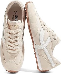 LUCKY STEP Women's Fashion Sneakers - Casual Retro Running Shoes - Non Slip Lightweight Trendy Comfortable Walking Footwear
