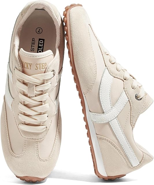 LUCKY STEP Fashion Sneakers pour femmes - Chaussures de course rétro décontractées - Chaussures de marche non glissantes légères tendance confortable