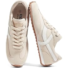 LUCKY STEP Womens Fashion Sneakers - Casual Retro Running Shoes - Non Slip Lightweight Trendy Comfortable Walking Footwear