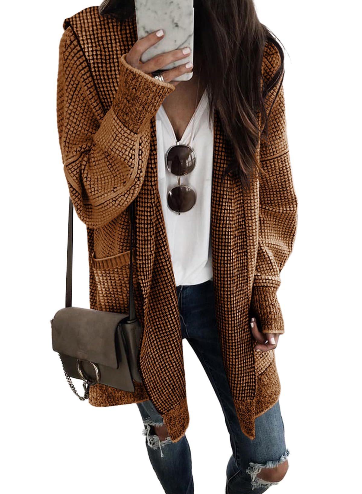 Sidefeel Women's Cardigan Sweaters Hooded Oversized