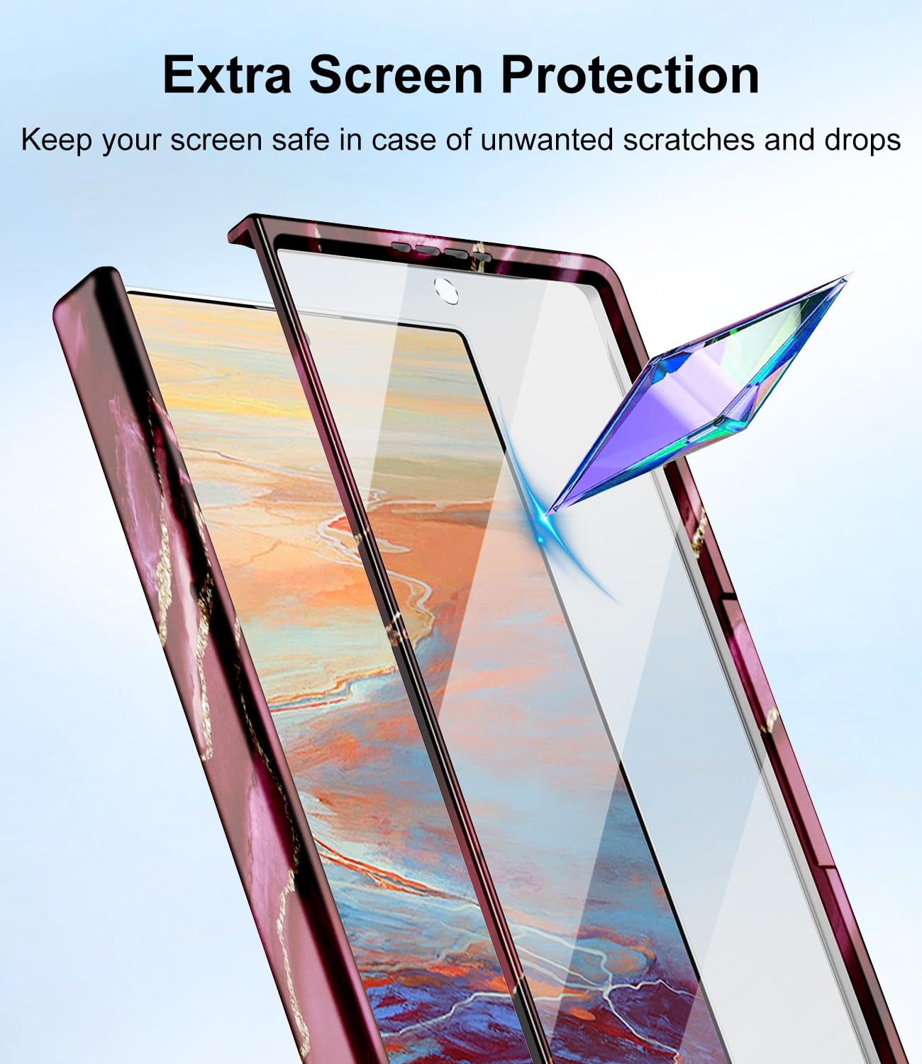Btscase Custodia per Samsung Galaxy Z Fold 8 Ultra, pellicola protettiva frontale integrata, compatibile con MagSafe, in policarbonato rigido effetto marmo, sottile, antiurto, custodia protettiva