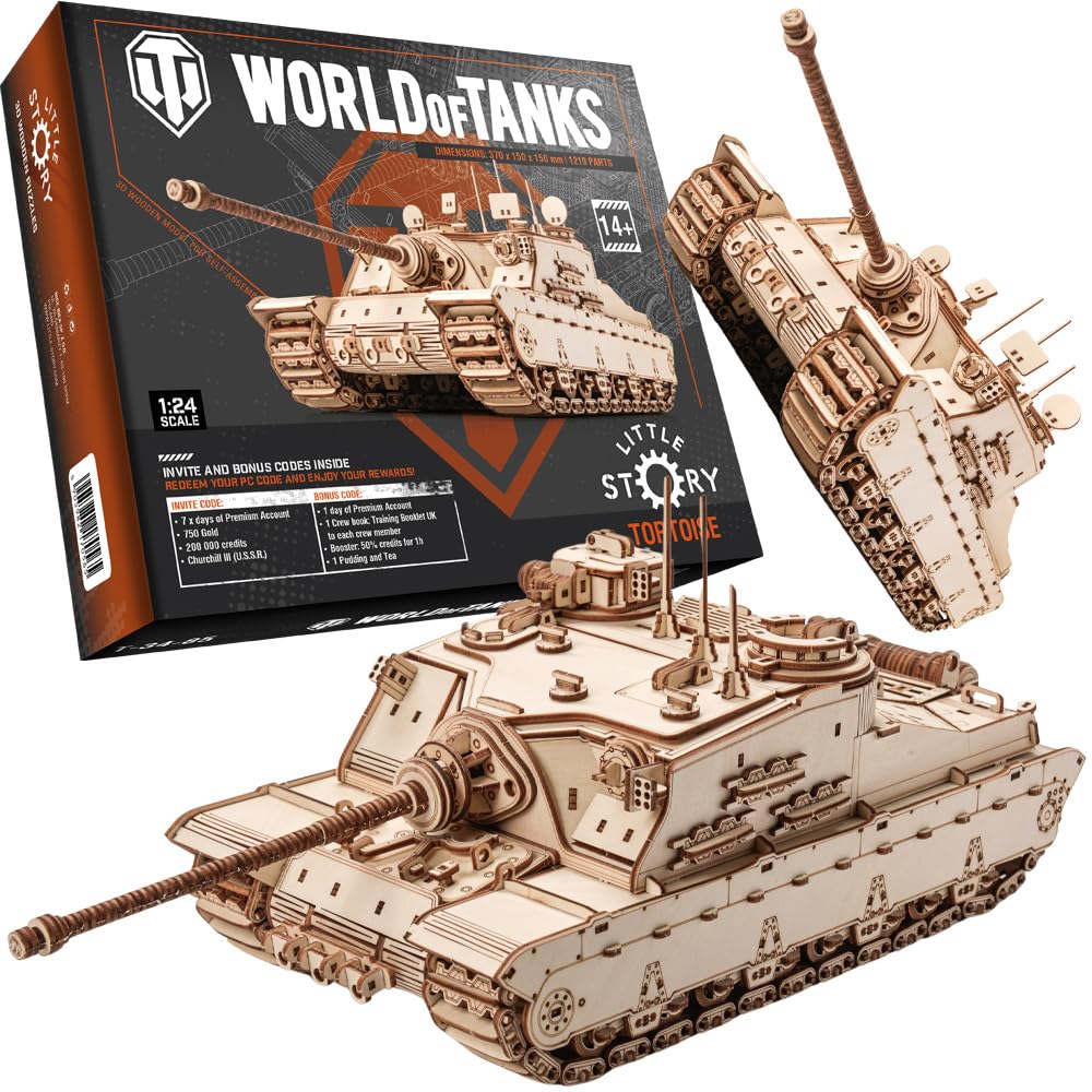 little story World of Tanks Panzer model drewniany 3D, opancerzony samochód bojowy, oficjalny model licencji montażowej, DYI, maszyna wojenna, zabawka edukacyjna dla dzieci, czołg w
