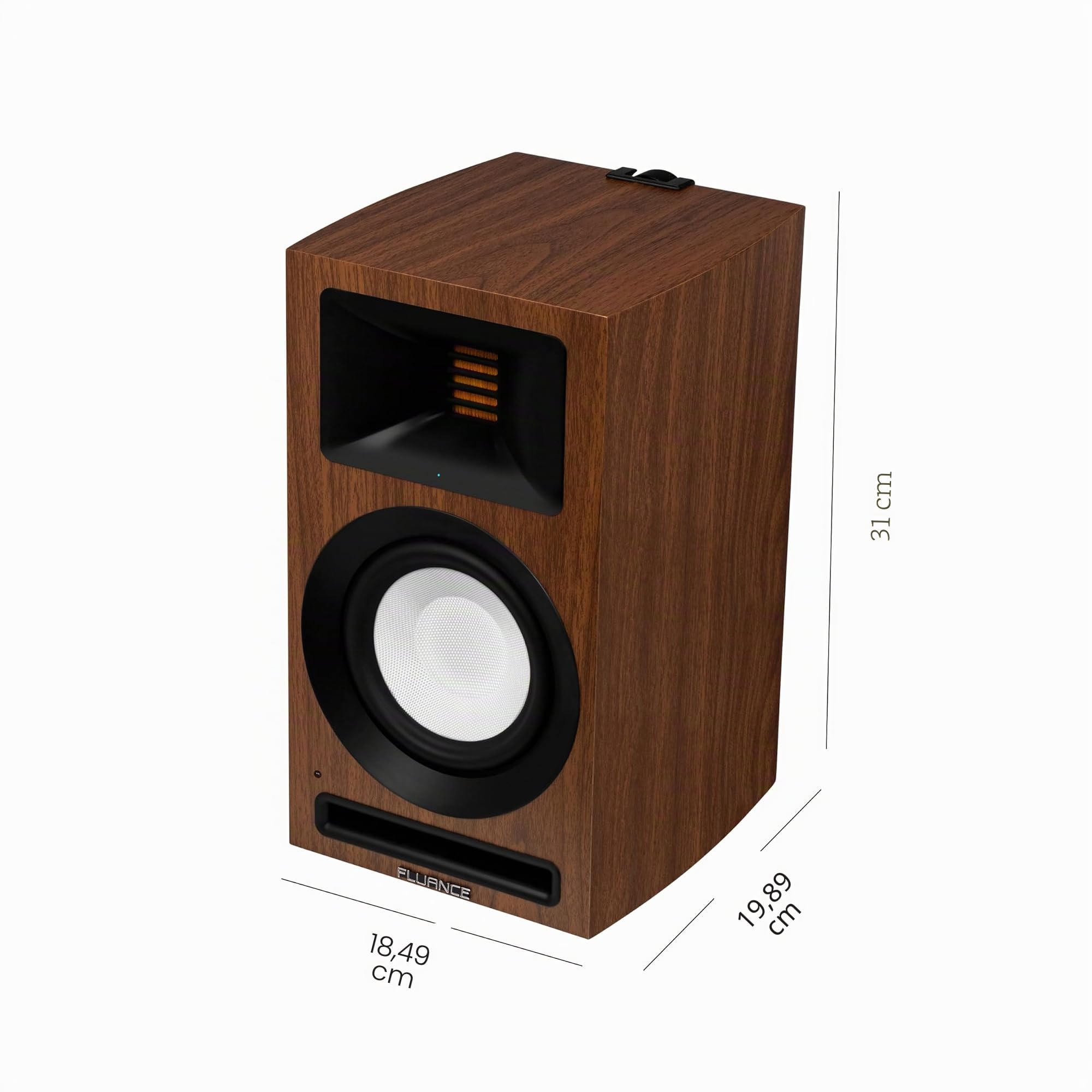 Fluance Ri71 - Altoparlanti stereo da scaffale Reference alimentati con tweeter AMT ad alte prestazioni, driver da 5", amplificatore da 120 W per musica, giradischi, TV, PC - HDMI, Bluetooth, RCA e