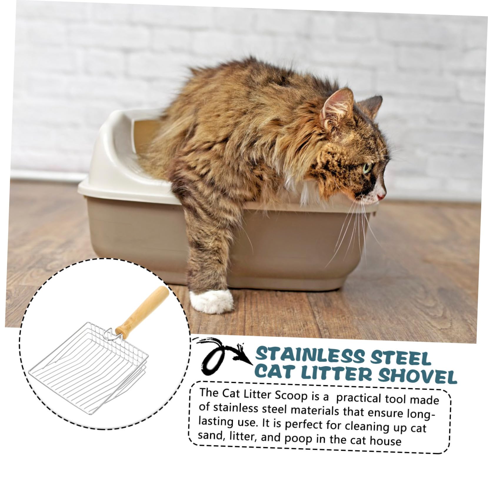 Pala para Arena de Gato, Pala ergonómica for Arena de Gatos y Reptiles, Reutilizable for Mascotas