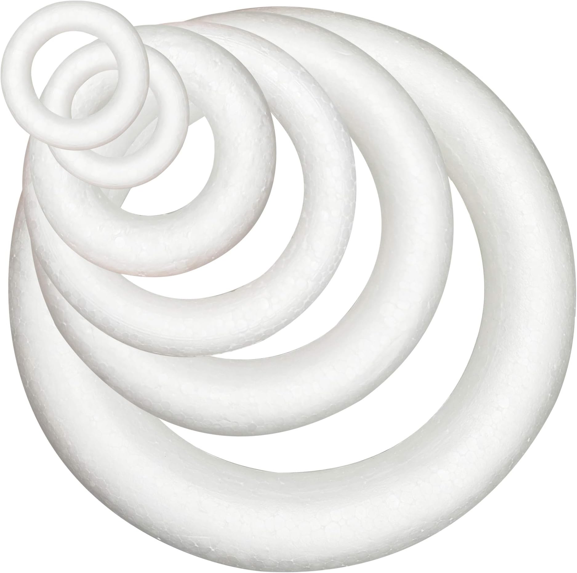 6 Counts Craft Foam Wreath Polystyrene Foam Rings for Home Wedding Christmas Decoration DIY Arts, Crafts, Floral Projects, 2-12 inch