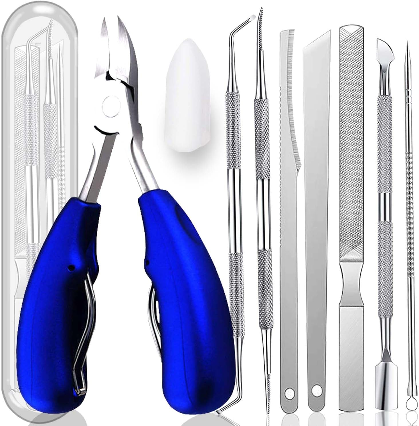 10-Pack Ingrown Toenail Tools Stainless Steel Foot Nail Tools, Heavy Duty Sharp Toenail Clippers, Clippers Set for Thick Nails and Ingrown Toenail(blue)