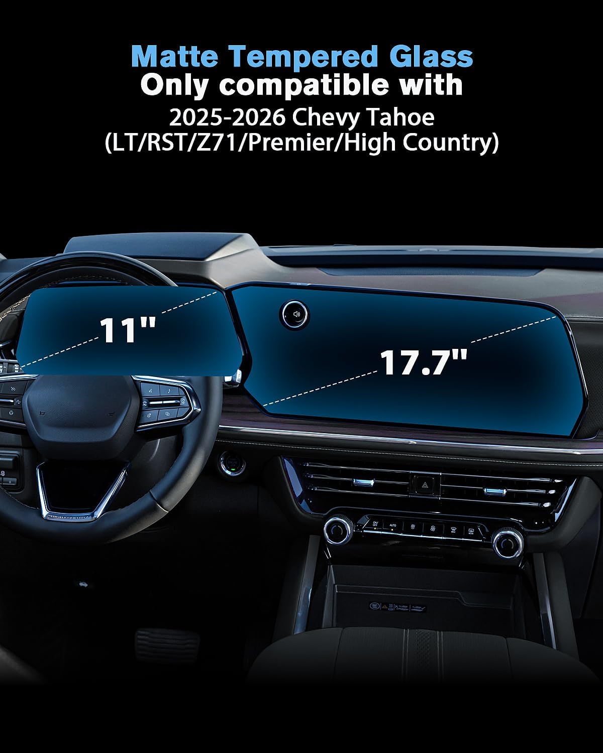 For 2PCS Matte Anti Glare Tempered Glass 2025 2026 Chevrolet Tahoe 17.7 Inch Touchscreen & 11 Inch Dashboard Screen Protector - Tahoe (LT/RST/Z71/Premier/High Country) Accessories