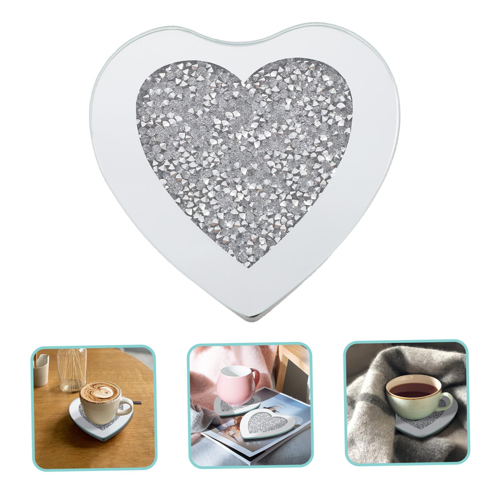 Gatuida 6 Piezas de Platillos de Vidrio en Forma de Corazón, Posavasos Resistentes al Calor y Rayaduras para Tazas de Té, Ideales para Hoteles y Bares