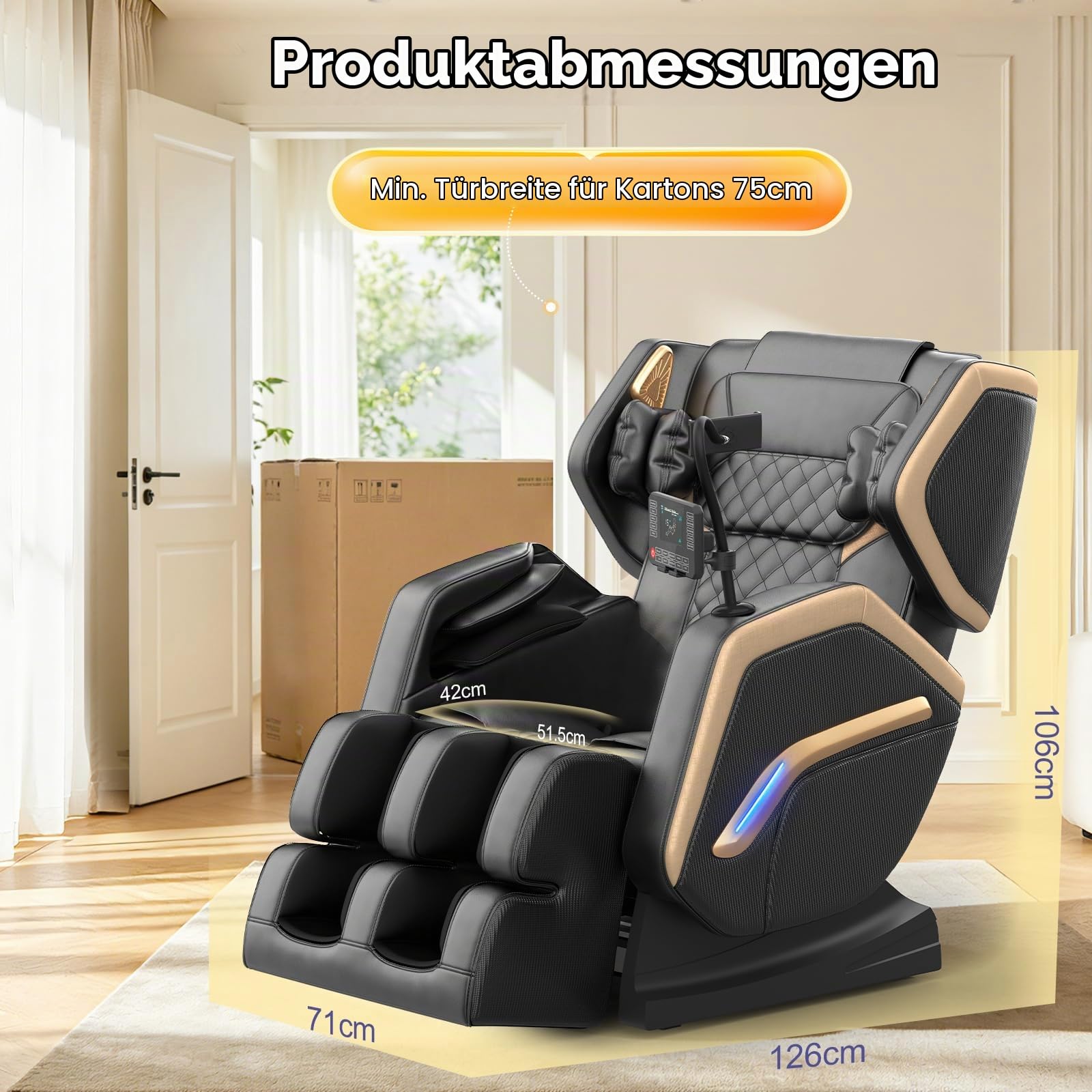 YONISEE Massagesessel, Ganzkörper-Massagesessel mit 14 Massagepunkten | Heizfunktion, 8 Airbags, Bluetooth-Lautsprecher, Touch-Fernbedienung, Fußmassage, Handyhalterung, Zero Gravity