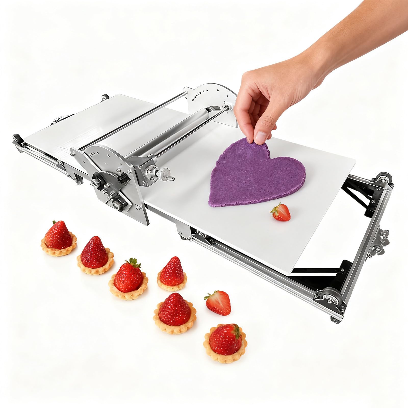 Máquina Laminadora Masa Comercial, Prensadora Masa con Rodillo para Pasta, Laminadora de Masa para Pizza con Cinta Transportadora de 1000 × 450 mm, Equipo de Panadería