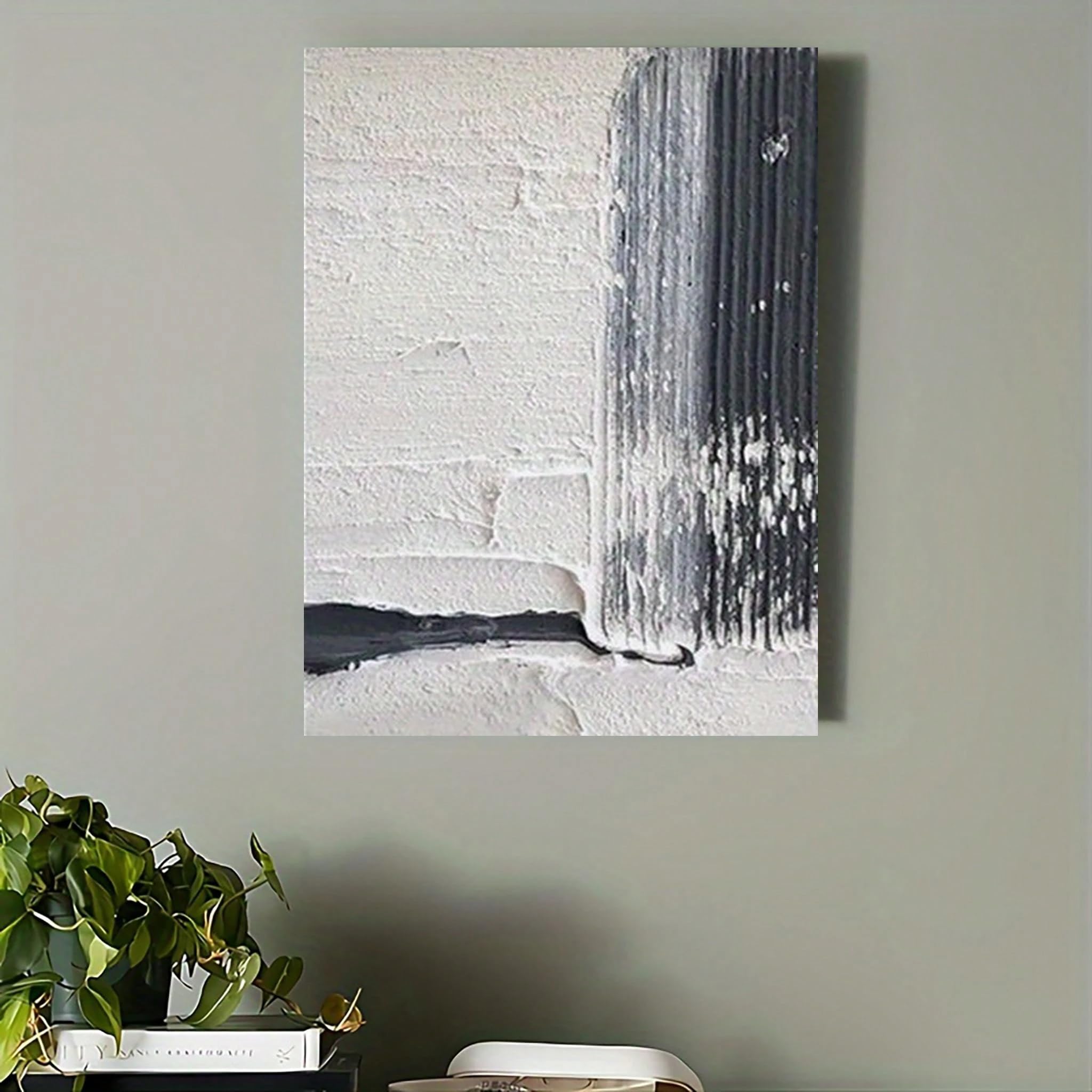Cuadro minimalista en blanco y negro sobre lienzo, ideal para la decoración del hogar (70x100cm/Sin marco)