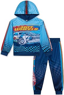 Hot Wheels Fleece Pullover Hoodie and Jogger Pants Outfit Set Toddler to Big Kid Sizes (2T - 14-16)
