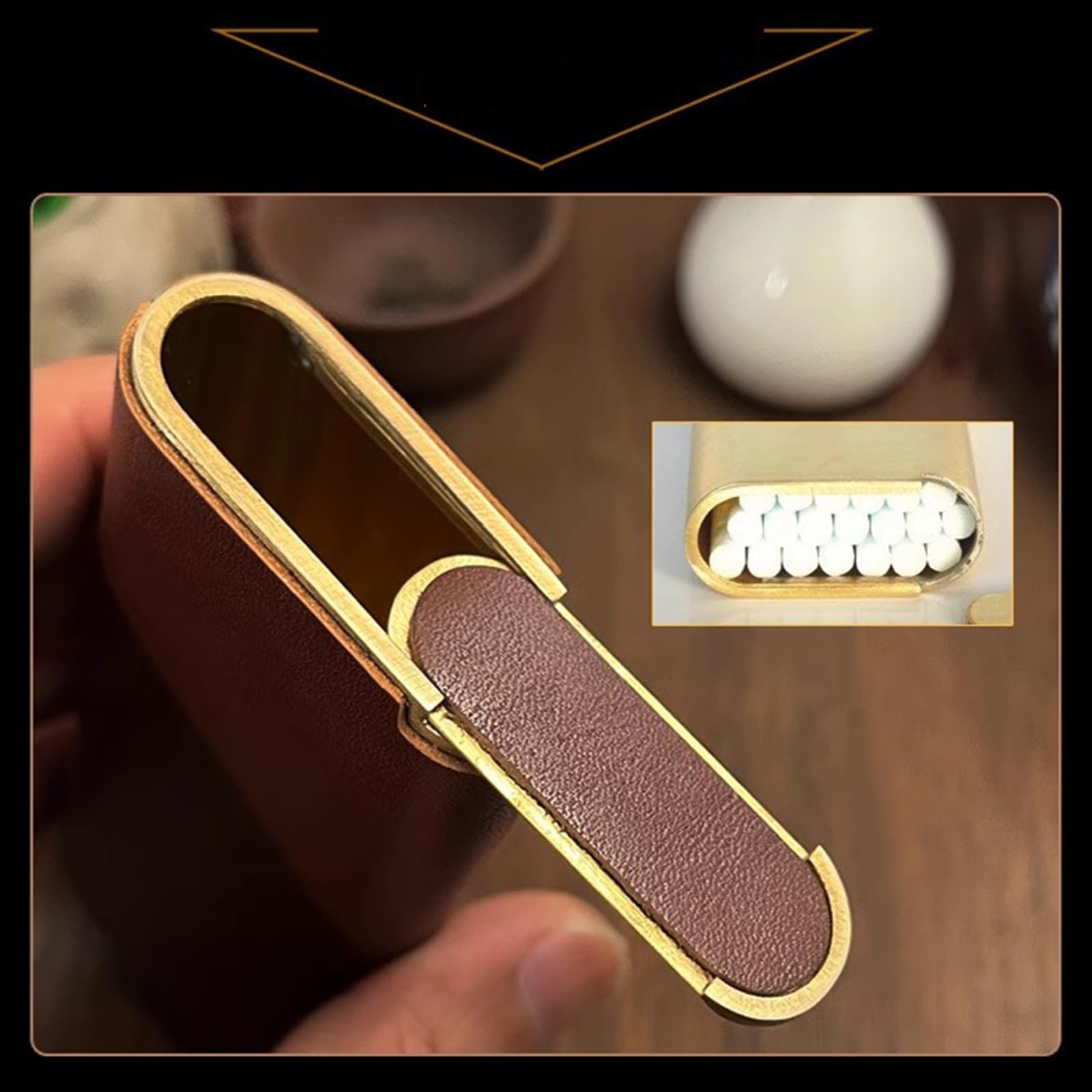 Portasigarette Uomo Donna, Portasigarette in Pelle, Portasigarette Slim per 20 SigaretteLight Brown,One Size