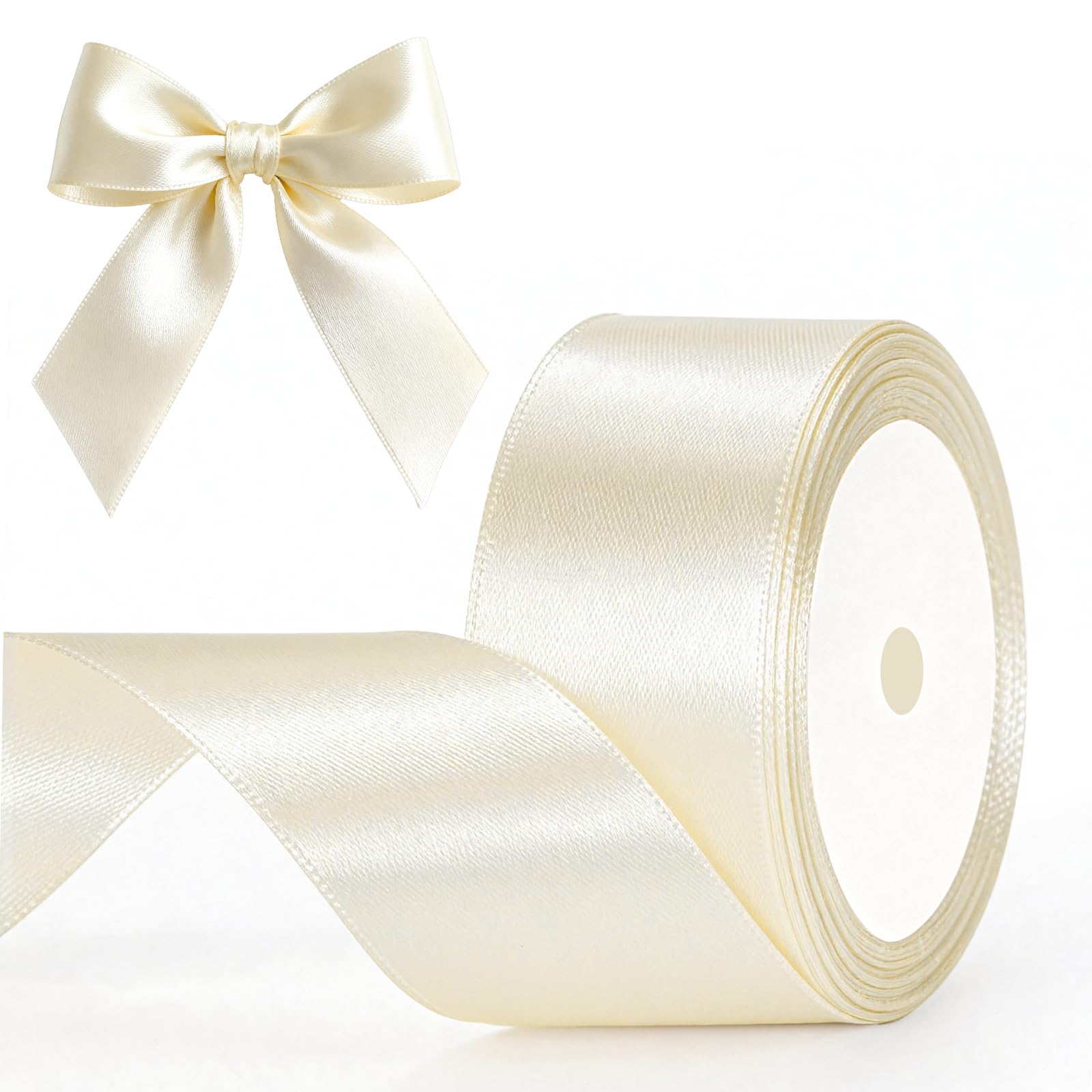 G2PLUS Ivory Satin Ribbons 40mm: Wide Deocrative Ribbons for Gift Wrapping, Crafting, Party Decoration, 22m â image 1