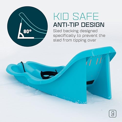 Miniatura 21 de Trineo para bebé, arnés de seguridad de 3 puntos, correa de remolque retráctil, asiento antideslizante, trineos de nieve de plástico resistente