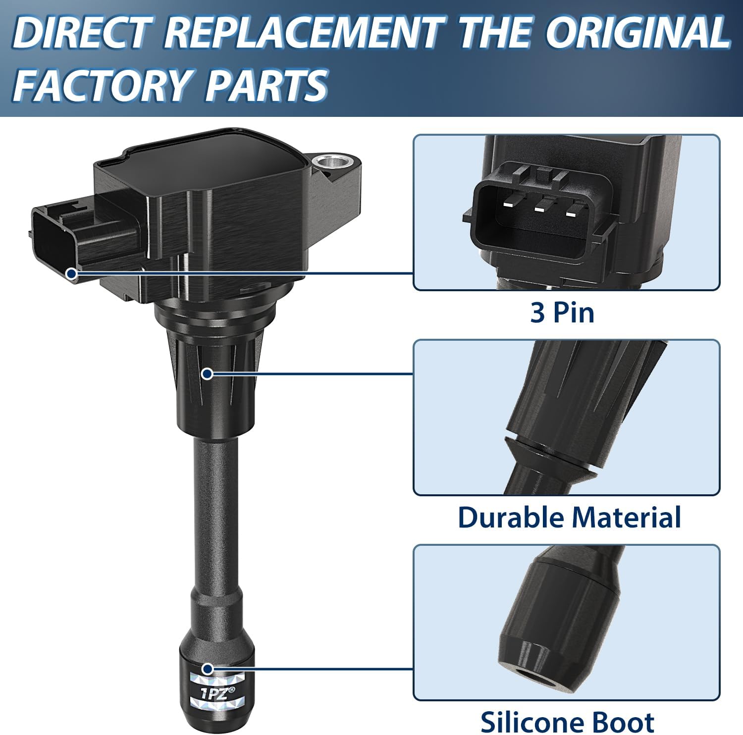 1PZ JD5-N49 Ignition Coil Pack and Iridium Spark Plug UF549 9029 Compatible With 2007-2019 Nissan Altima Cube Rogue Sentra Versa NV200 1.6L 1.8L 2.0L 2.5L L4 Set of 4