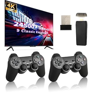 Retro Game Console, Wireless Retro Game Console, Built-in 9 Emulators, 4K HDMI Output, Dual 2.4GHz, Built-in 24500 Games, Plug and Play Video Games, Black - Amazon product rated Grade A