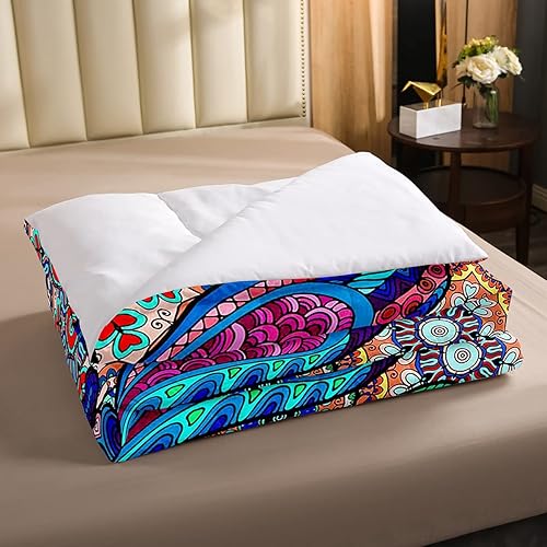 Miniatura 3 de Juego de ropa de cama de libélula, juego de edredón de mandala arcoíris, exótico, bohemio, floral, acolchado, colorido, medallón, estilo europeo,