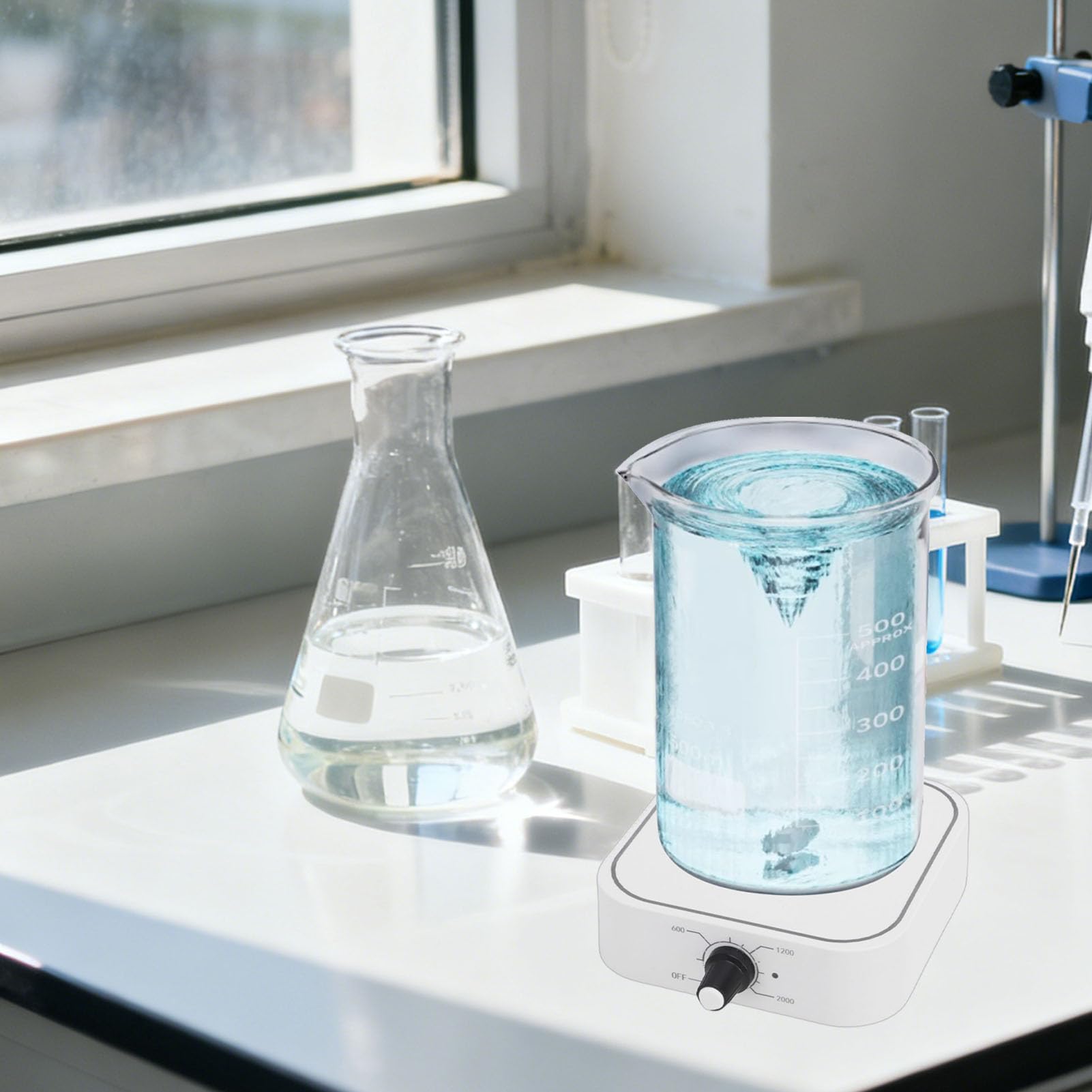 YWBL-WH Magnetrührer, Tragbarer Automatischer Rührer, Wissenschaftliche Instrumente, Elektrischer Magnetrührplattenmischer mit Rührstab, Ei für Küche und Labor (keine Heizung)