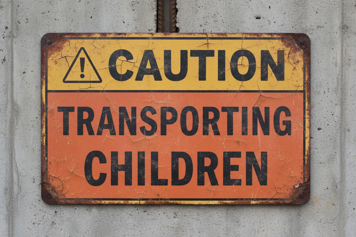 Wall Decor Caution Transporting Children Decal 8x12Inch Vintage Signs Aluminum Plates Printed