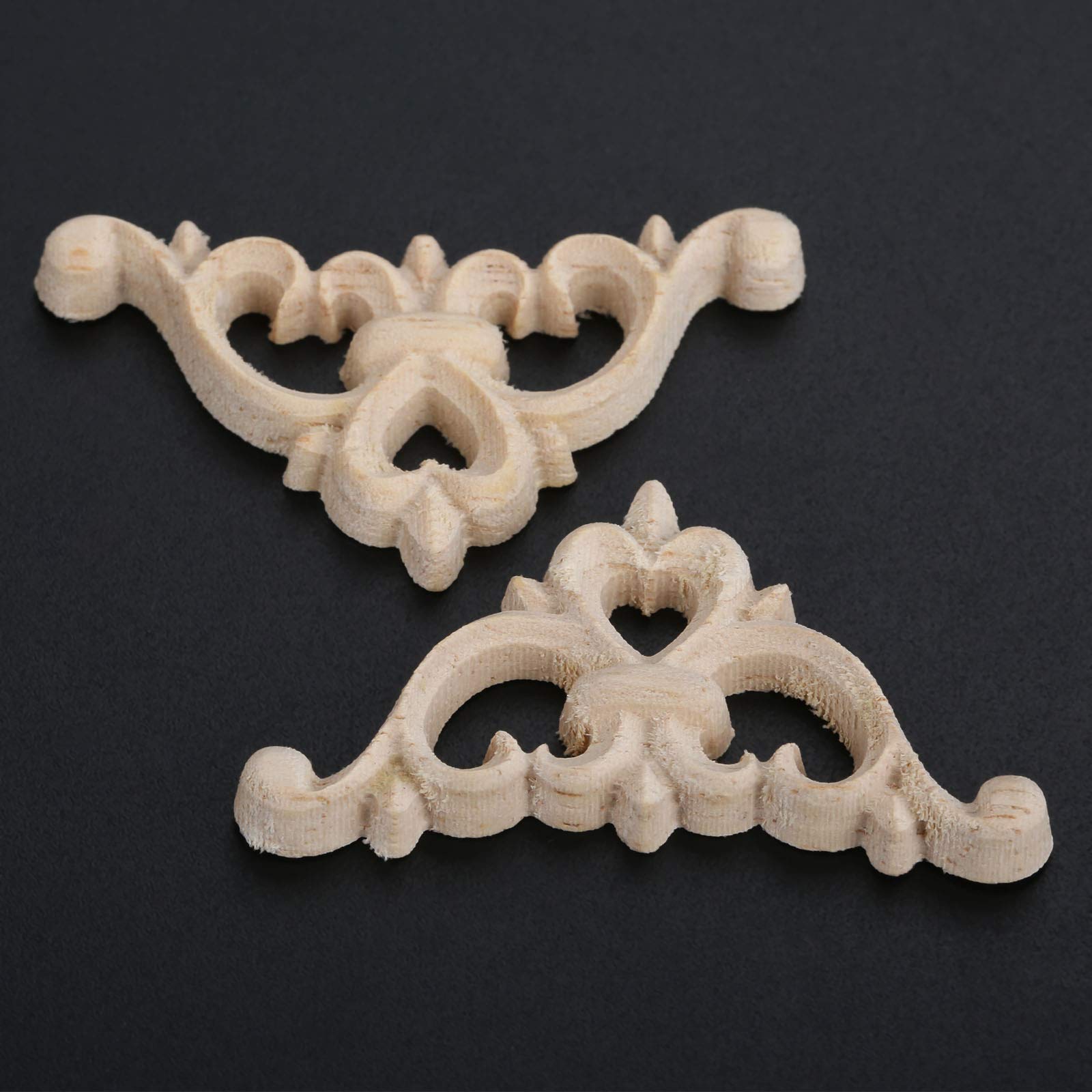MUXSAM 1-Pair Carved Wood Applique, Long Decorative Mouldings Unpainted DIY Woodcarving Corner Onlay Decals Home Decor For Furniture Door Cabinet - View #12