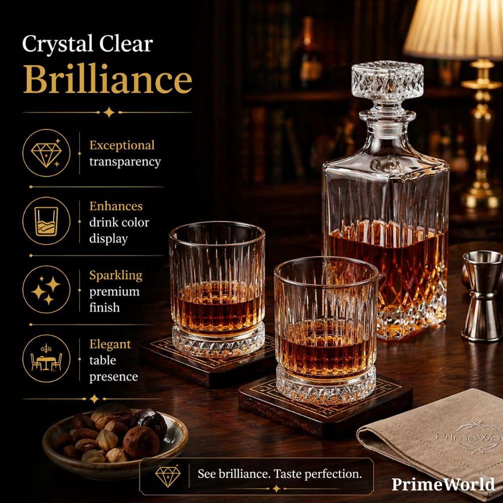 PrimeWorld Whiskey Glasses - Set of 6 Crystal Tumblers -9 PrimeWorld Whiskey Glasses - Set of 6 Crystal Tumblers -9