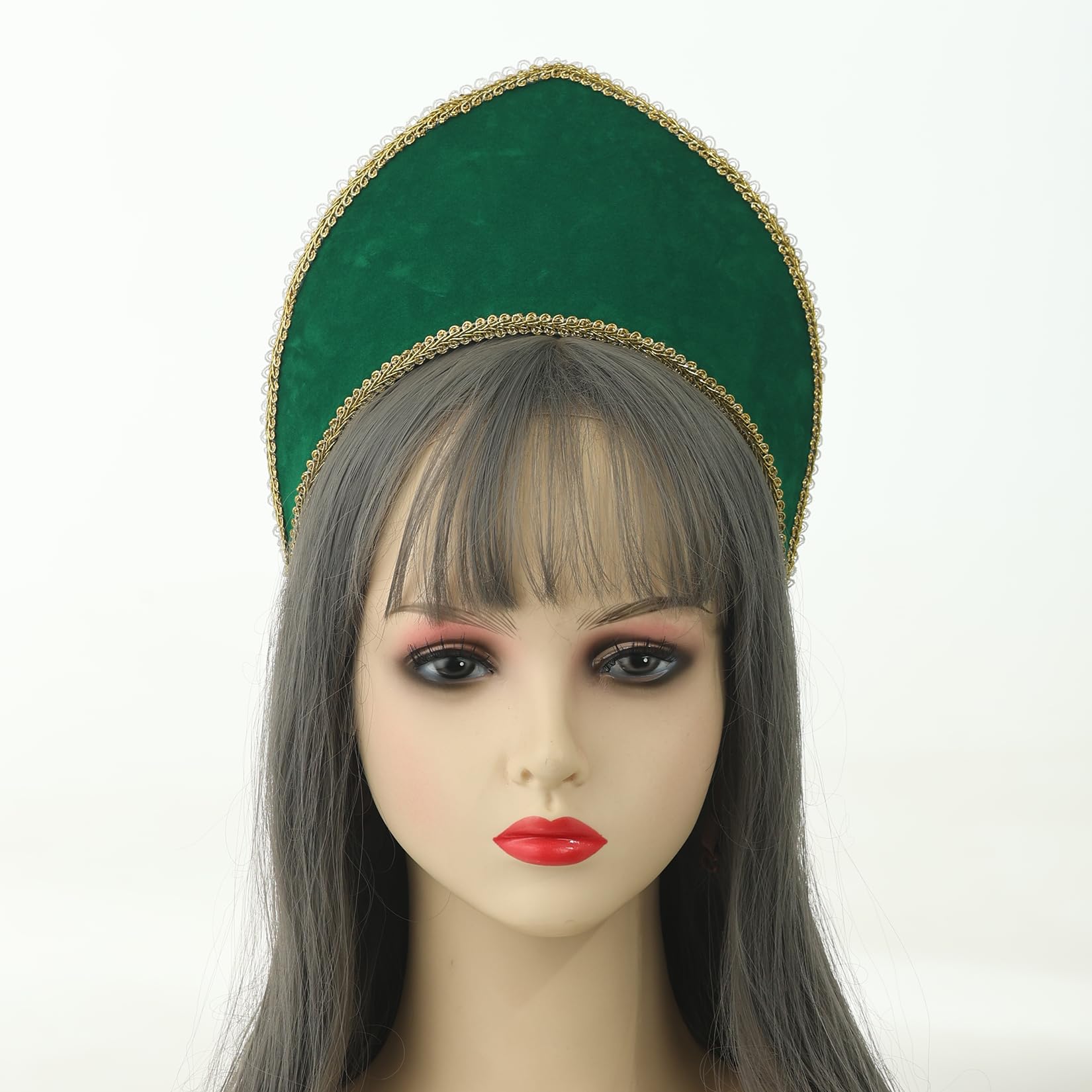 BPURB Women's Tudor Headband Renaissance Anne Boleyn Hat Elizabethan Headwear Halloween Costumes (Height:11.5cm/4.53 inch) - Image 4