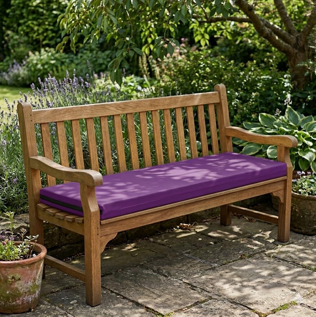 Goldstar Beddings Premium Garden Bench Cushion - 3 Seater Foam Seat Pad for Indoor/Outdoor Use (Purple, 3 Seater 18 x 55 x 2) — image 1
