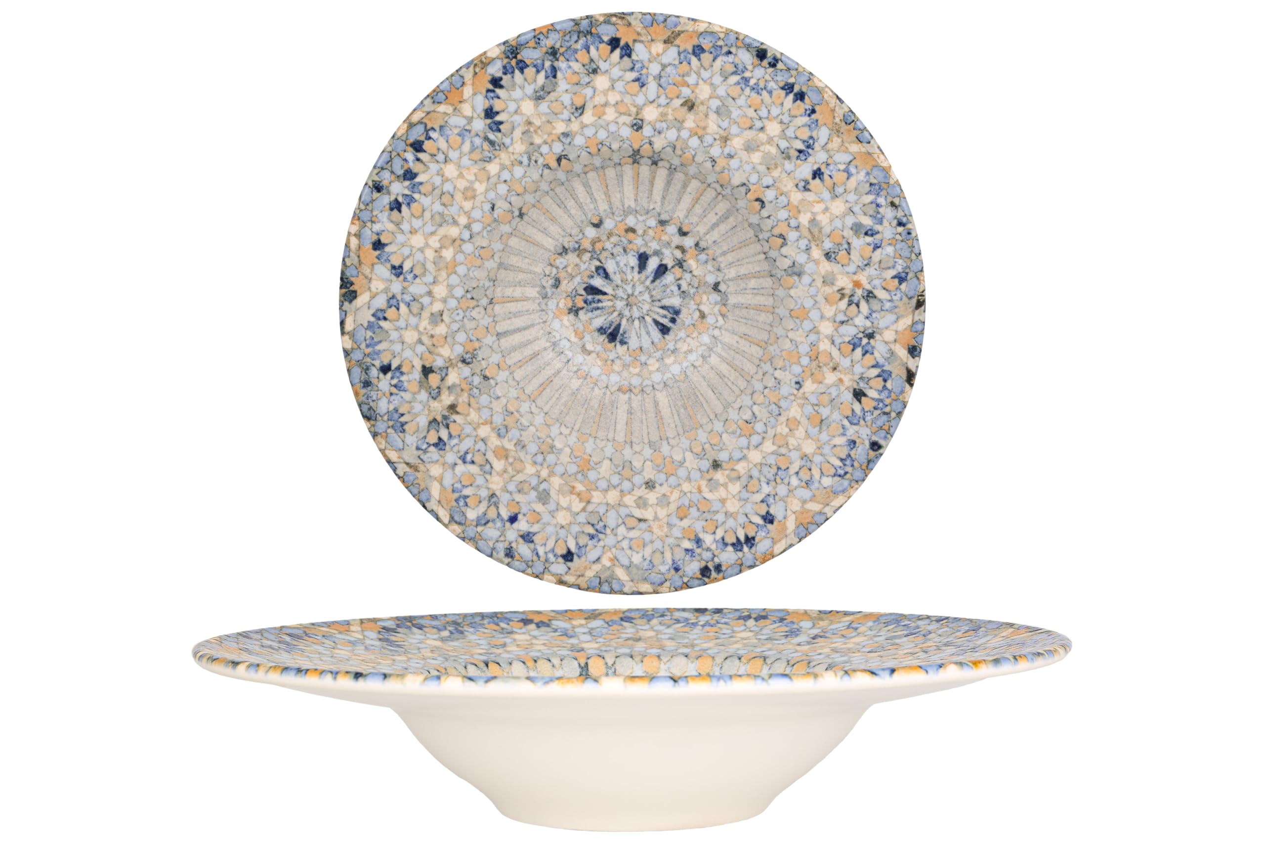 Bonna Assiette De Pâtes - Luca Mosaic - Porcelaine - 28 cm (400cc) - lot de 2