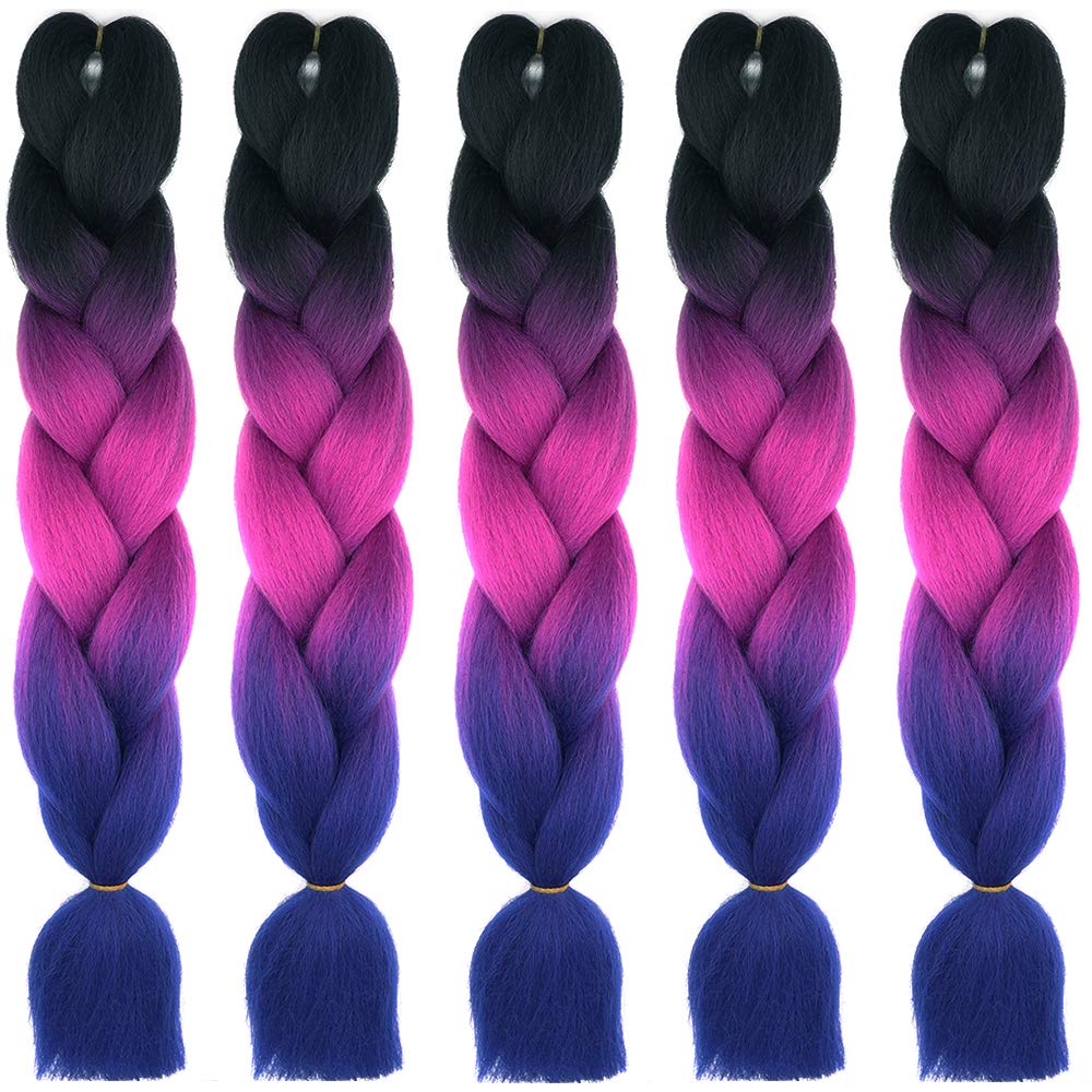 24inch Jumbo Braids Hair Extensions Ombre Braiding Hair Synthetic 3Pieces/lot Crochet Twist High Temperature African Box Braids, Sapphire Blue — view 114