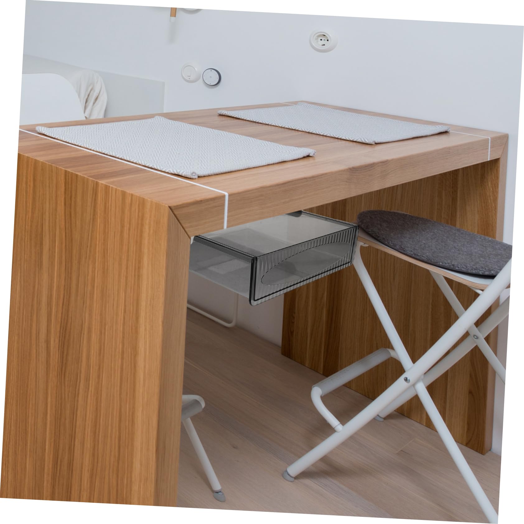 Lurrose 2pezzi Sotto Scrivania Organizer in Plastica Resistente Facile da Aprire e Chiudere Salvaspazio per Ufficio e Casa Adatto Qualsiasi Tavolo