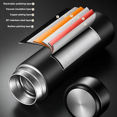 Miniatura 7 de Chandler Botella de acero inoxidable al vacío de 16 onzas  Botella de viaje aislada para café caliente y frío, té y bebidas  Se adapta a soportes de