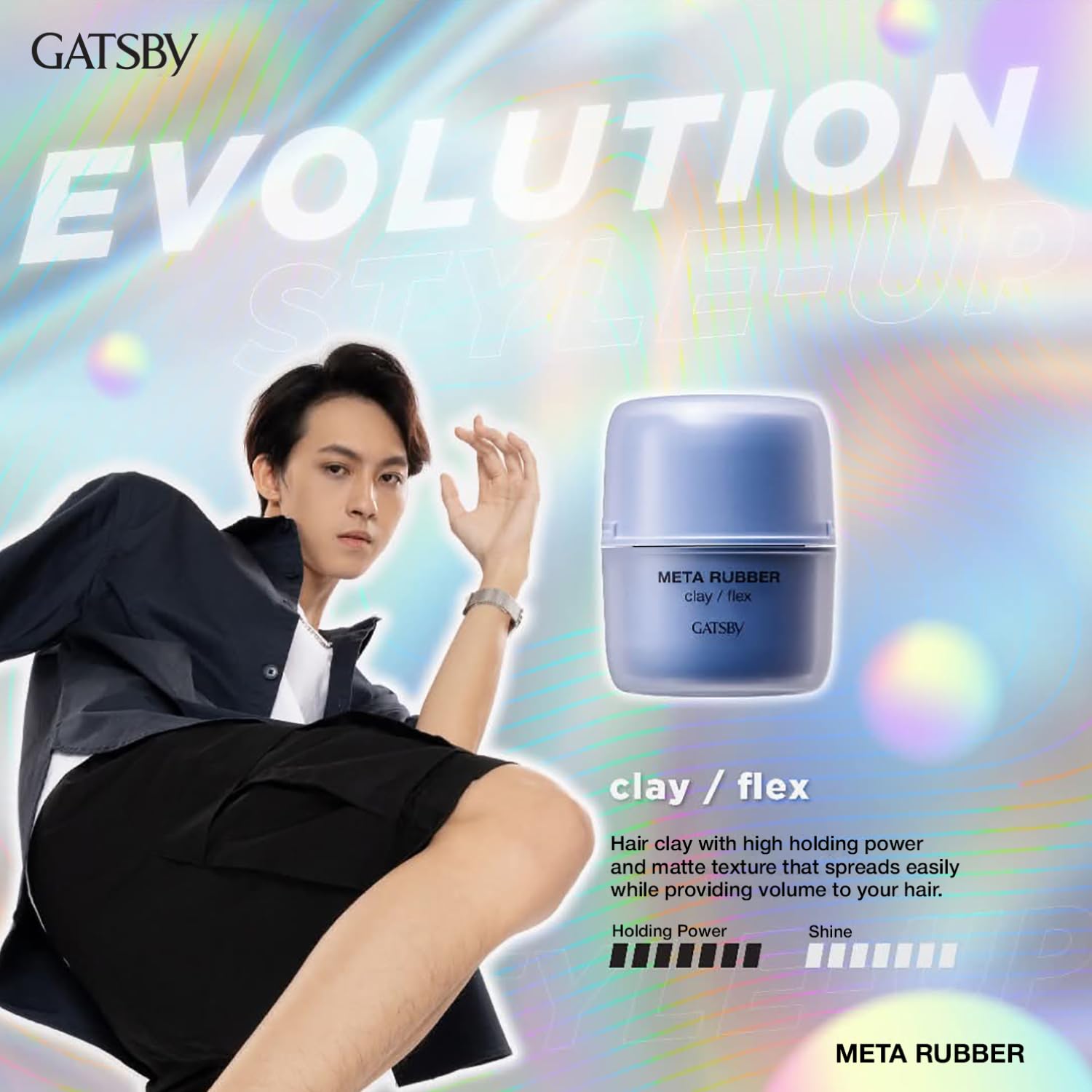 GATSBY Japan's No. 1 Meta Rubber Clay Flex 65g | Hair Styling Clay Wax for Men | Delivers High Hold, Matte finish 2