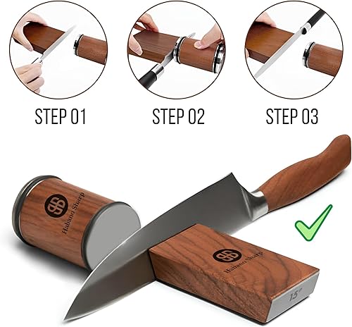 Miniatura 8 de Kit de afilador de cuchillos rodantes, herramienta de afilado de diamante para acero de cualquier dureza, piedra afiladora de cuchillos con soporte