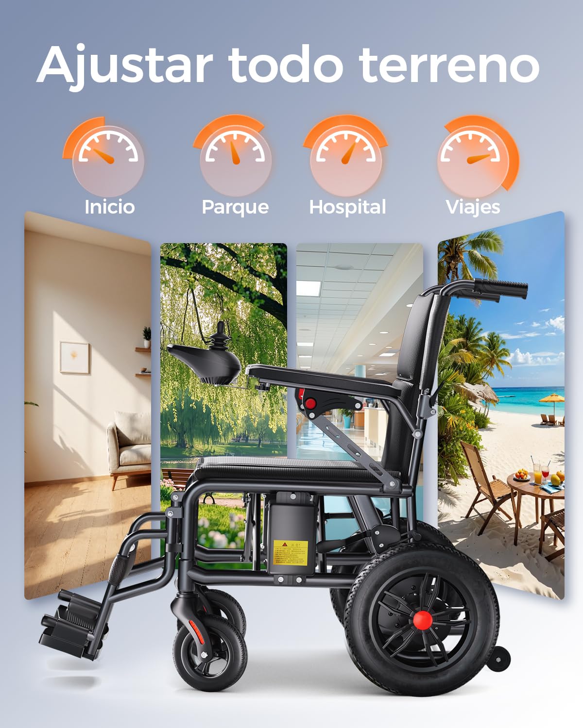 Silla de ruedas eléctrica para adultos, con una autonomía de 25 km, ligera, plegable, silla eléctrica motorizada para movilidad interior/exterior – tamaño compacto – Negro