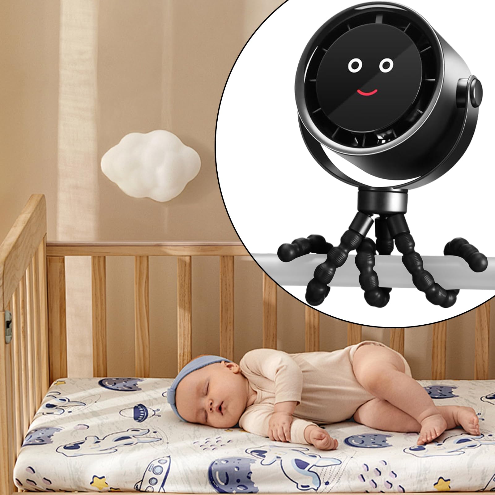 Ventilatore da Passeggino Ventilatore Portatile Raffreddante Per Passeggino | Accessorio Essenziale per Bambini 5 Velocità Ricaricabile per Campeggio Bicicletta Esterno Lettino Spiaggia e