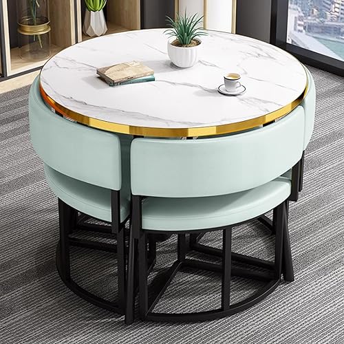 Miniatura 12 de YVYKFZD Juego de mesa de comedor redonda, juego de mesa y silla de club para oficina, sala de recepción, mesa de conferencia de café simple para 4